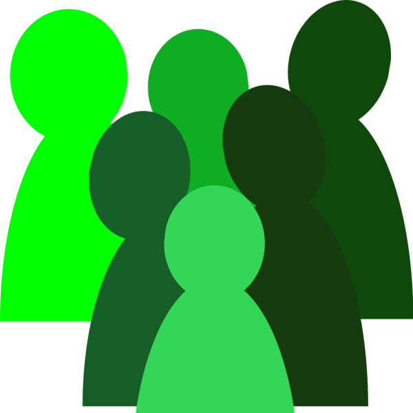 Illustration représentant les ombres vertes d'un groupe d'individus